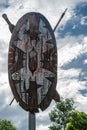 Aboriginal shield on public display in Shield Street, Cairns Australia