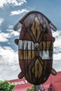 Aboriginal shield on public display in Shield Street, Cairns Australia