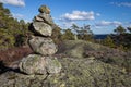 Cairns on top of rocky hills