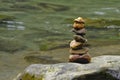 A cairn marks the presence of a visitor of the La Fortuna River.