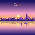 Cairo city silhouette on sunset background