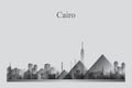 Cairo city skyline silhouette in a grayscale