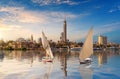 Cairo downtown, beautiful view of the Nile and sailboats, Egypt Royalty Free Stock Photo