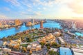 Cairo downtown and the Nile river, aerial view, Egypt Royalty Free Stock Photo