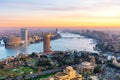 Cairo downtown with Skyscrappers on the Nile at sunset, Egypt Royalty Free Stock Photo