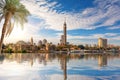 Cairo downtown, view on Gezira Island and the tower from the Nile, Egypt Royalty Free Stock Photo