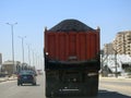 Cairo, Egypt, April 16 2023: A Lorry with bitumen Asphalt, a sticky, black, highly viscous liquid or semi-solid form of petroleum