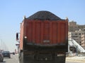 Cairo, Egypt, April 16 2023: A Lorry with bitumen Asphalt, a sticky, black, highly viscous liquid or semi-solid form of petroleum Royalty Free Stock Photo