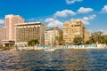 The river Nile with boats in Cairo, Egypt Royalty Free Stock Photo