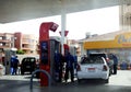 Mobil gas and oil station, a petrol gas station of Mobil ExxonMobil corporation for global petroleum industry