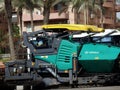 Track asphalt paver truck, A paver (road paver finisher, asphalt finisher, road paving machine) is a Royalty Free Stock Photo