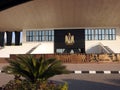 Cairo, Egypt, August 18 2022: The platform in front of the unknown soldier memorial place and former president of Egypt Anwar Al