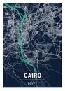 Cairo - Egypt Blue Dark City Map