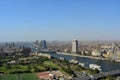 Aerial view of Cairo Egypt cityscape , panoramic view of Cairo and skyscrapers , the river Nile of Egypt running allover Cairo