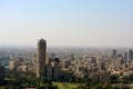 Aerial view of Cairo Egypt cityscape , panoramic view of Cairo and skyscrapers , the river Nile of Egypt running allover Cairo