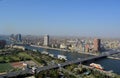 Aerial view of Cairo Egypt cityscape , panoramic view of Cairo and skyscrapers , the river Nile of Egypt running allover Cairo