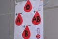 ABO blood typing for checking the blood group for a blood donor before donation during a blood donation campaign