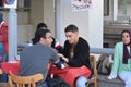 Cairo, Egypt, December 13 2022: Arterial blood pressure checking station for a blood donor before donation during a blood donation