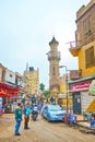 The old minaret amid the market, Cairo, Egypt Royalty Free Stock Photo