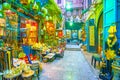 The maze of streets in Khan EL-Khalili market in Cairo, Egypt Royalty Free Stock Photo