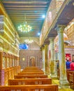 The side aisle of St Barbara Church in Cairo, Egypt