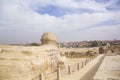 CAIRO, EGYPT - DECEMBER 29, 2021: Sphinx from the back near the pyramids of the pharaohs Cheops, Khafre and Menkaure in Giza Royalty Free Stock Photo