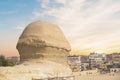 CAIRO, EGYPT - DECEMBER 29, 2021: Sphinx from the back near the pyramids of the pharaohs Cheops, Khafre and Menkaure in Giza Royalty Free Stock Photo