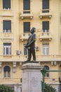 CAIRO, EGYPT - DECEMBER 29, 2021: Statue of Talaat Harb in Midan Talaat Harb Square Downtown Cairo Egypt