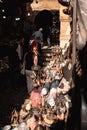 Cairo Egypt December 2021 Vertical shot of the cairo grand bazaar market in egypt. Many souvenirs and items for sale in the shops Royalty Free Stock Photo