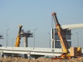 Cairo, Egypt, February 15 2023: Construction site of new Cairo monorail overhead transportation system that is still under