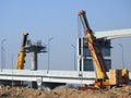 Cairo, Egypt, February 15 2023: Construction site of new Cairo monorail overhead transportation system that is still under