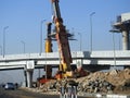 Cairo, Egypt, February 16 2023: Construction site of new Cairo monorail overhead transportation system that is still under