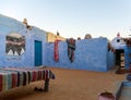 Typical white houses of a Nubian village surrounded by palm trees near Cairo Egypt and on the banks