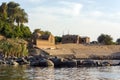 Typical white houses of a Nubian village surrounded by palm trees near Cairo Egypt and on the banks Royalty Free Stock Photo