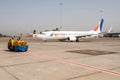 Cairo EGYPT 26.05.2018 - Fly Egypt Airplane standing to parking position at the international airport of Kairo