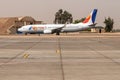 Cairo EGYPT 26.05.2018 - Fly Egypt Airplane standing to parking position at the international airport of Kairo