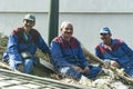 Illegal use of cargo transport to transport people. Garbage collectors in Cairo.