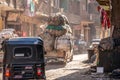 18/11/2018 Cairo, Egypt, inhabitants of garbage city in the streets of his area among a bunch of garbage