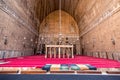 18/11/2018 Cairo, Egypt, interior of the main hall for the prayers of the ancient and largest mosque in Cairo with many elements