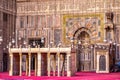 18/11/2018 Cairo, Egypt, interior of the main hall for the prayers of the ancient and largest mosque in Cairo with many elements