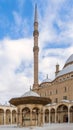 Ablution fountain and minaret at the courtyard of Mosque of Muhammad Ali Pasha Alabaster Mosque, Citadel of Cairo, Egypt
