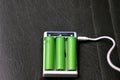 Cairo, Egypt, January 13 2024: 18650 battery pack cells, cylindrical lithium-ion battery common in electronic devices, LI-ON Royalty Free Stock Photo