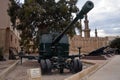 Cairo, Egypt, January 7 2023: Coastal gun cannon USSR Soviet Union used in October 1973 war from the Egyptian national military
