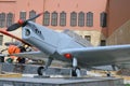 Cairo, Egypt, January 7 2023: Czechoslovakian Zlin 226 primary trainer aircraft, service due in 1957 from the Egyptian national