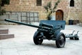 Cairo, Egypt, January 7 2023: old ancient military gun on wheels from the Egyptian national military museum in Cairo citadel,