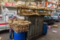 CAIRO, EGYPT - JANUARY 27, 2019: Street bread stall in Cairo, Egy