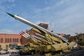 Cairo, Egypt, January 7 2023: USSR Soviet Union ground to air Sam 2 Sam 6 missiles, P-15 radar and aircraft from the Egyptian