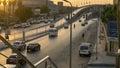 the Car traffic at sunset in Cairo, Egypt