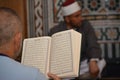 A Noble Quran reading ring inside a mosque at the day of Arafah or Arafat before Eid Al-Adha