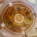 Dome with Coptic fresco paintings including the flower of life at the Church of St. Paul & St. Mercurius, Egypt